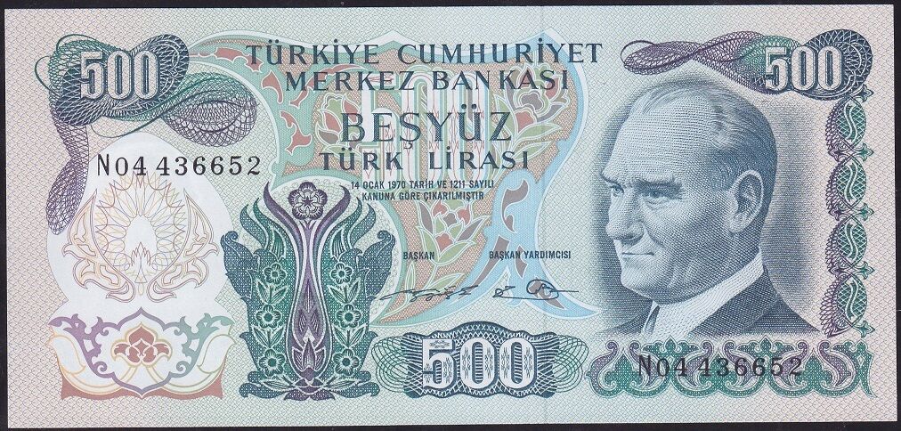 6.Emisyon 2.Tertip 500 Lira N04 436652 Çil