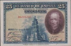 İspanya 25 Pesetas 1928 Çok Temiz+
