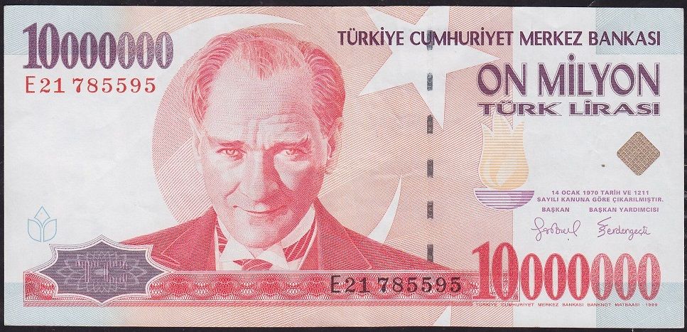 7.Emisyon 10 000 000 Lira E21 785595 Çok Temiz+