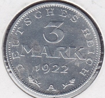 Almanya 3 Mark 1922 A