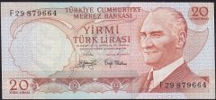 6.Emisyon 3.Tertip 20 Lira F29 879664 Çok Temiz+