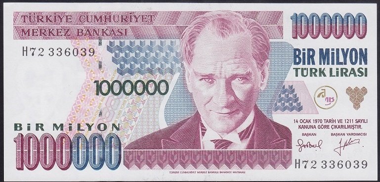 7.EMİSYON 2.TERTİP 1 000 000 LİRA H72 336039 ÇİLALTI ÇİL