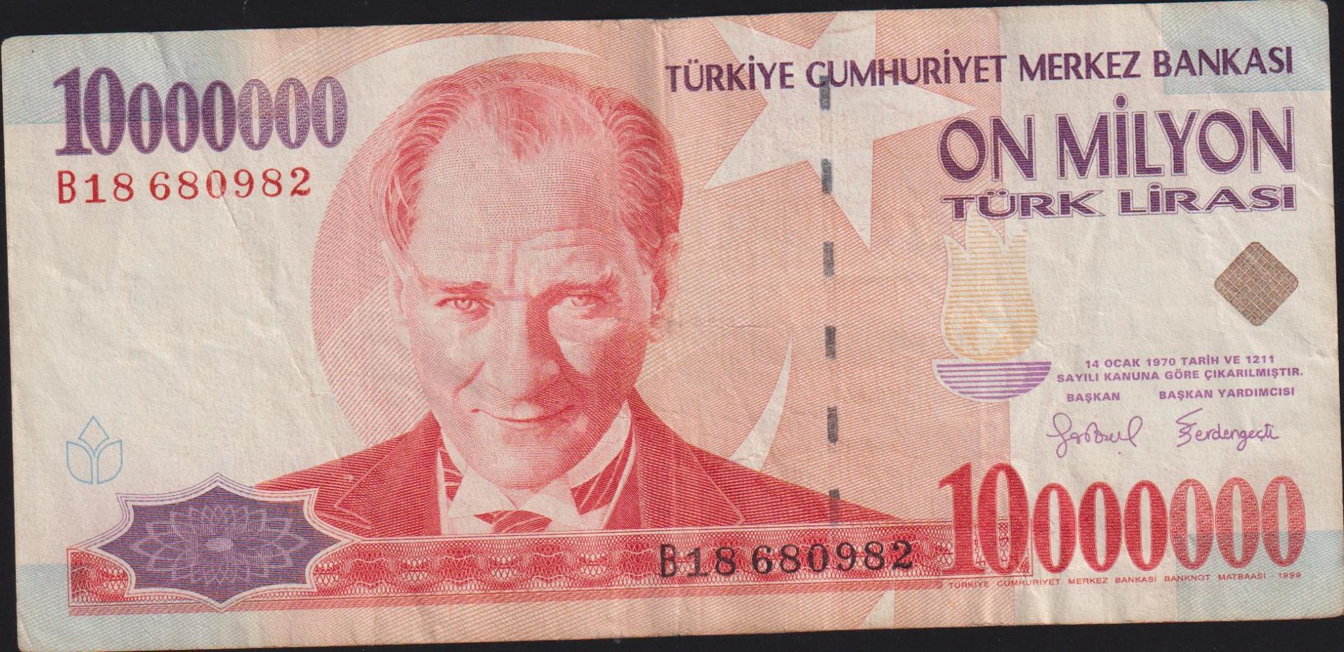 7.Emisyon 10 000 000 Lira B18 680982 Çok Temiz