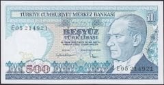 7.Emisyon 2.Tertip 500 Lira E05 214921 Çil
