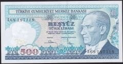 7.Emisyon 1.Tertip 500 Lira A68 187318 Çil
