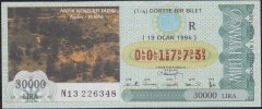 1994 19 Ocak Çeyrek Bilet - R Serisi