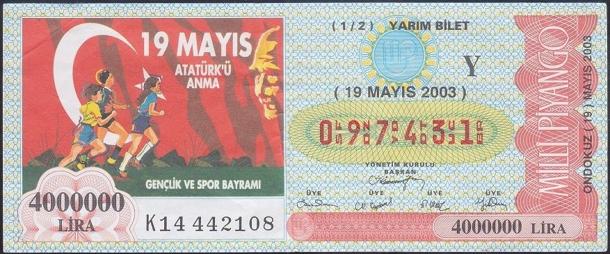 2003 19 MAYIS YARIM BİLET - Y SERİSİ
