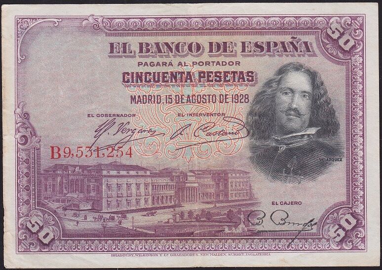 İspanya 50 Pesetas 1928 Çok Çok Temiz Pick 75b