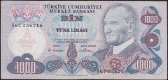 6.Emisyon 1.Tertip 1000 Lira A67 256716 Çok Temiz