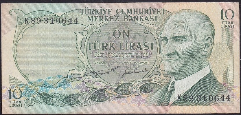 6.Emisyon 2.Tertip 10 Lira K89 310644 Çok Temiz +