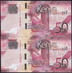 Kenya 50 Şiling 2019 Çil 399-400 Seri Takipli