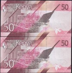 Kenya 50 Şiling 2019 Çil 399-400 Seri Takipli