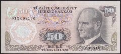 6.EMİSYON 1.TERTİP 50 LİRA G12 098160 ÇOK TEMİZ +