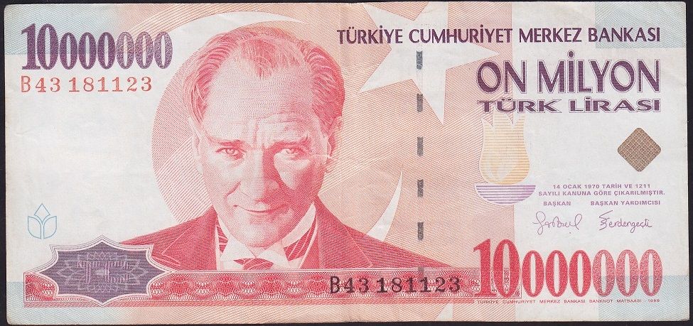 7.Emisyon 10 000 000 Lira B43 181123 Çok Temiz