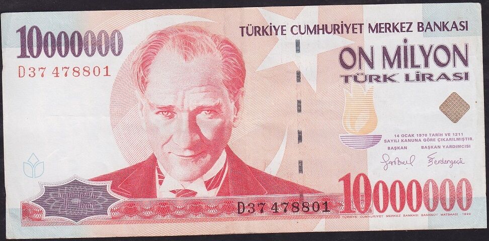 7.Emisyon 10.000.000 Lira D37 478801 Çok Çok Temiz+