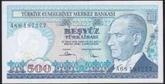 7.Emisyon 1.Tertip 500 Lira A68 187277 Çil