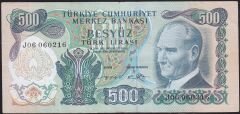 6.Emisyon 2.Tertip 500 Lira J06 060216 Çok Temiz+
