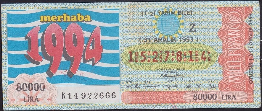 1993 31 Aralık Yarım Bilet - Z Serisi