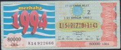 1993 31 Aralık Yarım Bilet - Z Serisi