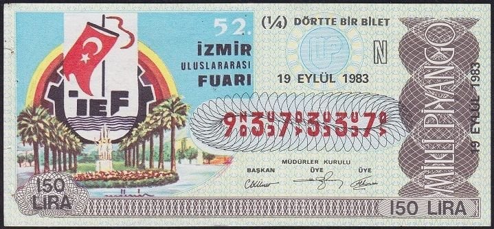 1983 19 Eylül Çeyrek Bilet - N Serisi