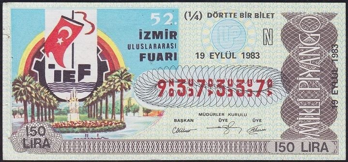 1983 19 Eylül Çeyrek Bilet - N Serisi