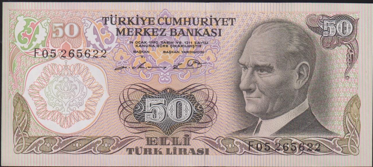 6.Emisyon 1.Tertip 50 Lira F05 265622 Çil