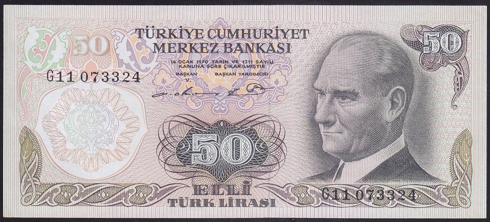 6.EMİSYON 1.TERTİP 50 LİRA G11 073324 ÇİLALTI