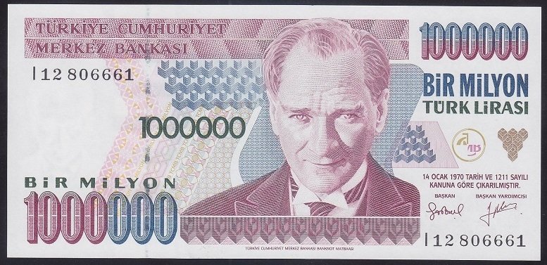 7.EMİSYON 2.TERTİP 1 000 000 LİRA I12 806661 ÇİL