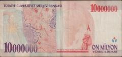 7.Emisyon 10 000 000 Lira B21 124343 Çok Temiz+