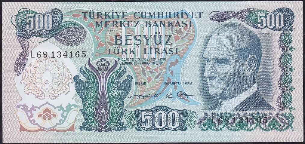 6.Emisyon 2.Tertip 500 Lira L68 134165 Ççt Çilaltı