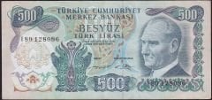 6.Emisyon 2.Tertip 500 Lira I89 128086 Çok Temiz+
