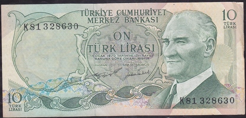 6.Emisyon 2.Tertip 10 Lira K81 328630 Çok Temiz +