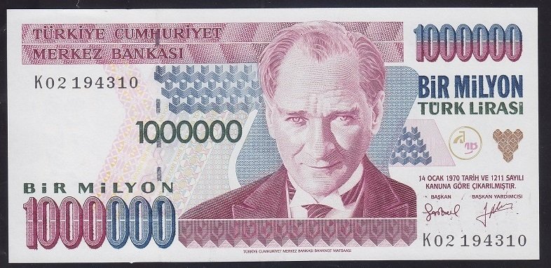 7.EMİSYON 2.TERTİP 1 000 000 LİRA K02 194310 ÇİL