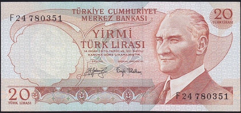 6.Emisyon 3.Tertip 20 Lira F24 780351 Çilaltı