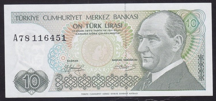 7.EMİSYON 1.TERTİP 10 LİRA A78 116451 ÇİLALTI ÇİL KISA KAŞ