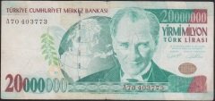 7.EMİSYON 20 000 000 LİRA A70 403773 TEMİZ +