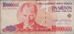 7.Emisyon 10 000 000 Lira B22 862276 Temiz
