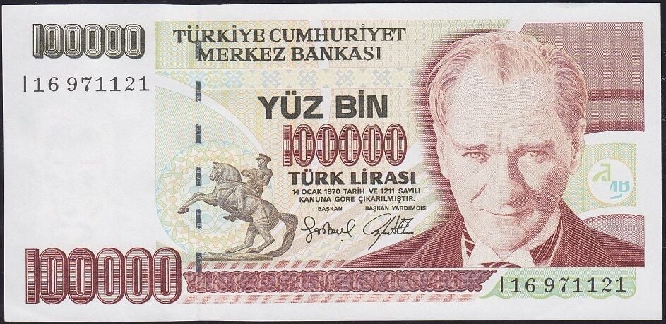 7.Emisyon 3.Tertip 100000 Lira I16 971121 Çilaltı Çil