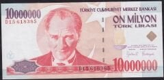 7.Emisyon 10000000 Lira D15 618385 Çok Çok Temiz