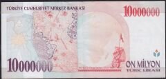 7.Emisyon 10.000.000 Lira D15 618385 Çok Çok Temiz
