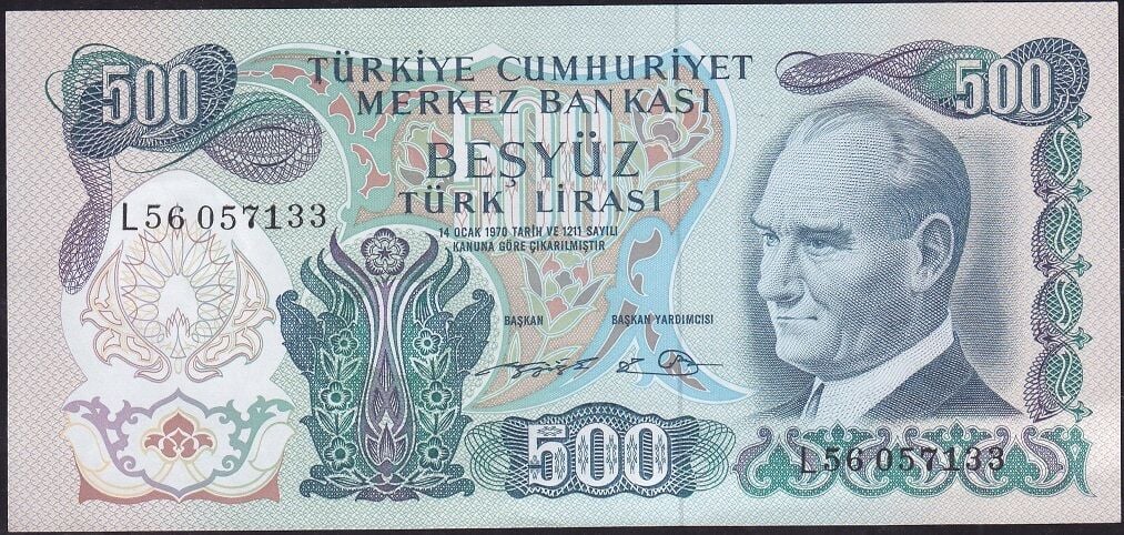 6.Emisyon 2.Tertip 500 Lira L56 057133 Çilaltı