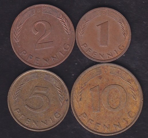 Almanya 1-2-5-10 Pfennig Lotu
