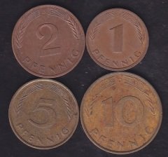 Almanya 1-2-5-10 Pfennig Lotu