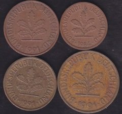 Almanya 1-2-5-10 Pfennig Lotu
