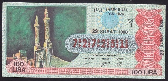 1980 29 ŞUBAT YARIM BİLET - Y SERİSİ eski para fiyatları