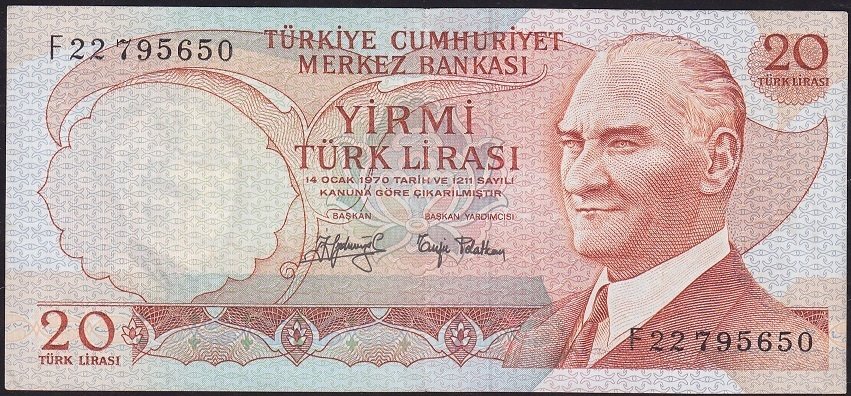 6.Emisyon 3.Tertip 20 Lira F22 795650 Çok Temiz+