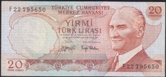 6.Emisyon 3.Tertip 20 Lira F22 795650 Çok Temiz+