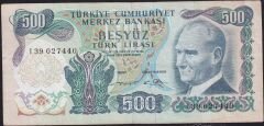 6.Emisyon 2.Tertip 500 Lira I39 027440 Çok Temiz