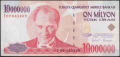 7.Emisyon 10 000 000 Lira E09 643409 Çok Temiz+