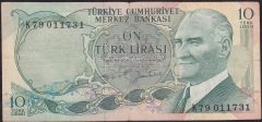 6.Emisyon 2.Tertip 10 Lira K79 011731 Çok Temiz